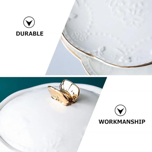 UGCER Soupière en céramique avec louche à Soupe, Bol à Soupe en céramique de Style européen élégant pour Restaurant, décoration de Cuisine à Domicile, Pot à Soupe
