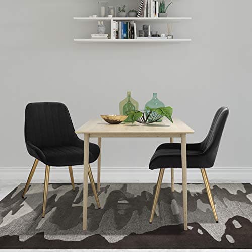 Lestarain Chaises de Salle à Manger Lot de 4 avec Dossier,Chaise de Cuisine Chaise de Salon Fauteuil Chaise Velours avec Pieds en Métal,Noir