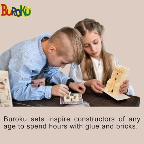 Buroku - Kit de Construction de Ferme | 430 Pièces | Briques en Pierre et Bois | Favorise l'Apprentissage STEM et les Compétences Motrices | Inclus Animaux et Accessoires | Inclus Colle
