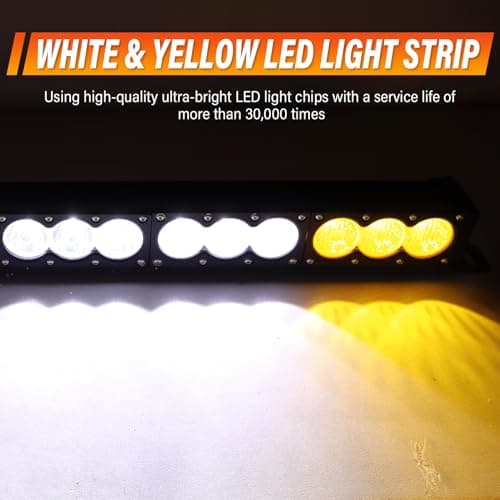 Willpower Barre LED 44'' 240W Rampe LED Rangée Unique Bar LED 12V 24V IP67 Projecteur LED Feux Phare de Travail LED pour 4x4 Voiture Camion Tracteur Quad Bateau, con Câblage, Ambre & Blanc