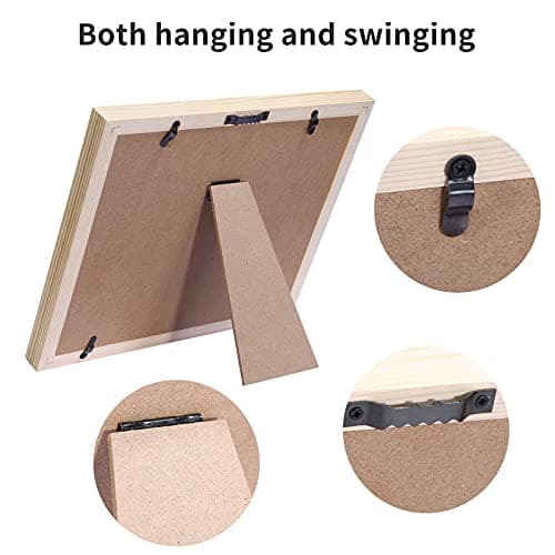 Meilo Cadre photo d'argile d'empreinte de main, cadre en bois et verre acrylique, cadeau de kits de moulage et d'impression pour baptême de bébé(wood-2823)
