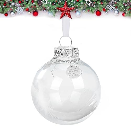 Boule de Noël Transparente 8cm Décoration de Sapin de Noël À Remplir Ornements Décoratifs Cadeaux Acrylique Plume Blanche pour Bricolage Mariage Anniversaire Pâque Papa
