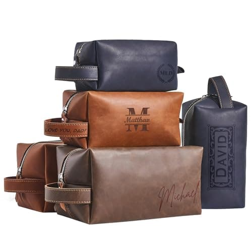Sac de toilette en cuir personnalisé pour hommes, Kit Dopp Portable personnalisé, sac de rangement personnalisé Unique, cadeaux personnalisés pour la fête des pères cadeau de mariage pour garçons papa