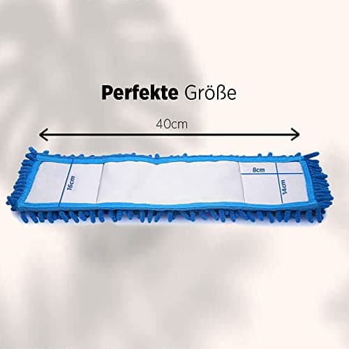 BiOHY Lot de 3 serpillères 40 cm | serpillière chenille | serpillière microfibre bleu (lot de 3) | Idéal pour le nettoyage des surfaces délicates et lisses.