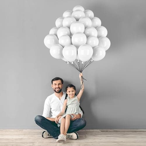 hpnparty Ballon Blanc 100 Pièces - 12" 30 cm -Latex Naturel - Mat Ballon Blanc | Ballon Gonflable Hélium | Décoration pour Anniversaire, Baptême, Fete