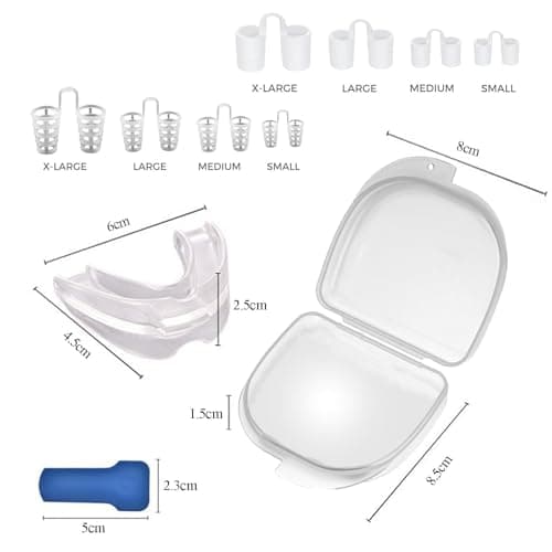 Appareil Dentaire Anti Ronflement,GouttièRe Dentaire+8dilatateur Nasal,Anti Ronflement Efficace,ProtèGe-Dents SûR,Inodore Et Doux,Sommeil Bruxisme,Agit Sur Les Causes D’Un Mauvais Sommeil-Translucide