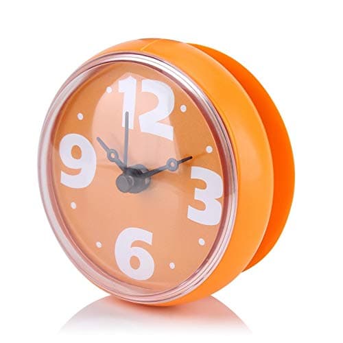 03 Horloges de Salle de Bain Horloge de Salle de Bain Murale, Horloge étanche extérieure Horloge étanche Horloge de Douche, pour Cuisine pour Salle de Bain(Orange)