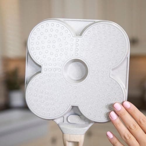 MYBO TV WONDER PAN Poêle 4 Compartiments - Antiadhésive - Tous Feux Dont Induction - Couvercle en Verre - Spatule en Silicone (Spatule+Couvercle+Livre+Doseur huile)