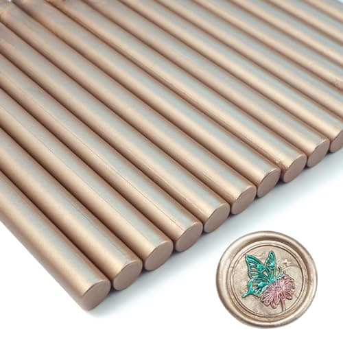 Bâtons de sceau de cire,Tomgenrine 15 Pièces Pistolet à colle Bâtons de scellement en cire,pour lettres Cartes de vœux Scellement de vin Artisanat Invitations de mariage et de fête(Champagne Gold)