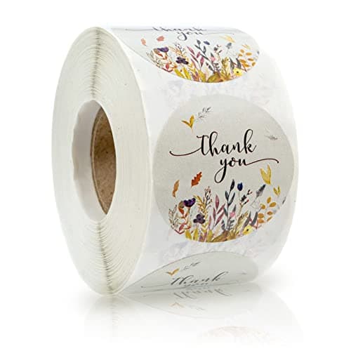 jiuzcare Autocollants Etiquette Merci 3,8cm Autocollants Rondes 500 Pièces Étiquettes Remerciement Thank You Stickers Etiquette Cadeau Autocollante Les Emballage Enveloppe Autocollants, H102