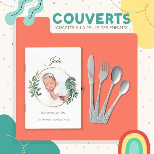 Maverton Set de couverts de table avec prénom dans boîte en bois imprimée - Thème Animal - Cadeau bapteme personnalisé - Couvert bebe - Couvert enfant - Cadeaux bébé - Coutellerie gravée - Photo 5