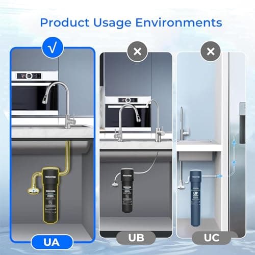 Waterdrop Filtre à eau 10UA-UF 0,01 μm ultra filtration sous évier, réduit le plomb, le chlore, le mauvais goût et les odeurs, 30000 Liters, connexion directe au robinet de cuisine
