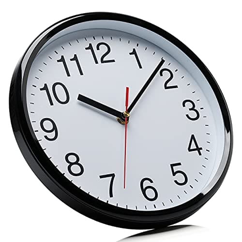 Plumeet Grande Horloge Murale, 25cm Horloge Murale Décorative de Qualité, Mécanisme Silencieux à Quartz, pour Maison/Cuisine/Bureau/École,Fonctionne sur Pile (Blanc)