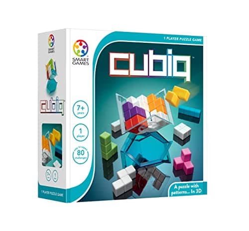 SmartGames - Cubiq - Jeu de Réflexion - Puzzle à Motifs - 3D - 80 Défis de Niveau Facile à Très Difficile - Livret de Solutions Inclus - 1 Joueur - À Partir de 7 Ans