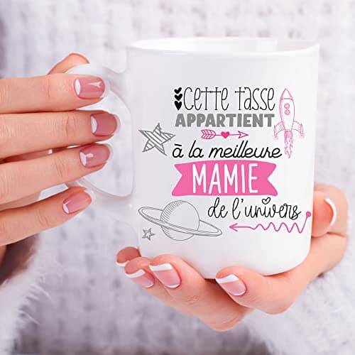ÉNJA Création. Mug grand-mère Mamie/Tasse – La meilleure de l'univers Future mamie/grand-mère - Cadeau anniversaire Cadeau original Céramique haute qualité 11oz 320ML (MAMIE)