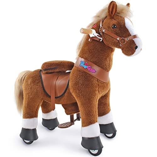 PonyCycle Authentique Cheval Monter sur des Jouets Trottinettes pour Enfants (avec Frein et Son / 76cm Hauteur/Taille 3 pour Les 3 à 5 Ans) Ride sur Cheval Brun Modèle Ux324