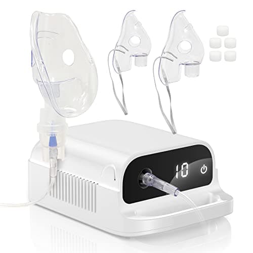 Nébuliseur à Compresseur, Berrlly Inhalateur D'aérosol pour Problèmes Respiratoires à Intelligent Affichage Numérique Nébuliseur Silencieux avec Embout et Masque pour Enfants et Adultes