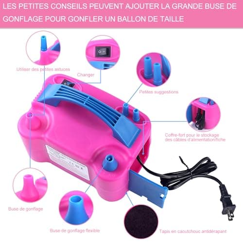 Pompe à Ballons électrique,Gonfleur électrique 220V 600W gonfleur Pompe à Ballons,Double buse gonfleur Pompe Portable pour fêtes,Mariages Anniversaire décoration