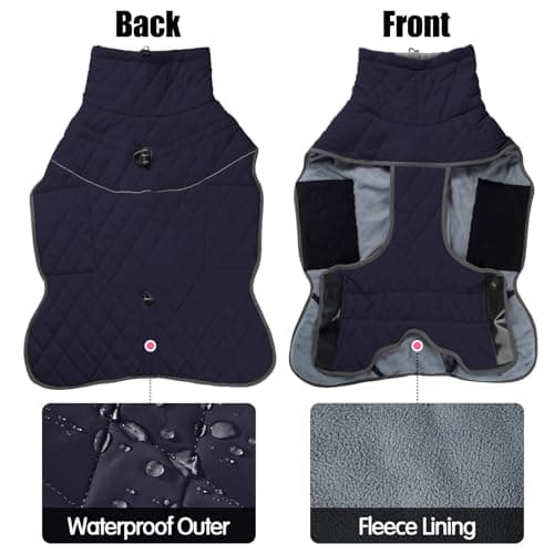HEYWEAN Manteau Chien Imperméable Veste Chien Manteau Chaud pour Chien Doublée en Polaire Manteaux d'hiver pour Chiens Réfléchissante avec D-Ring Veste Imperméable pour Petits, Moyens et Grands Chiens