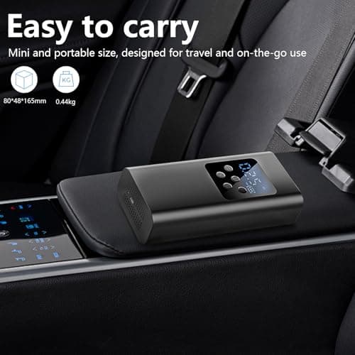 150PSI Gonfleur Pneus Voiture, 6000mAh Compresseur à Air Portatif avec 4 Accessoires Buccaux et Lumière LED pour Voiture Moto Bicyclette Boule