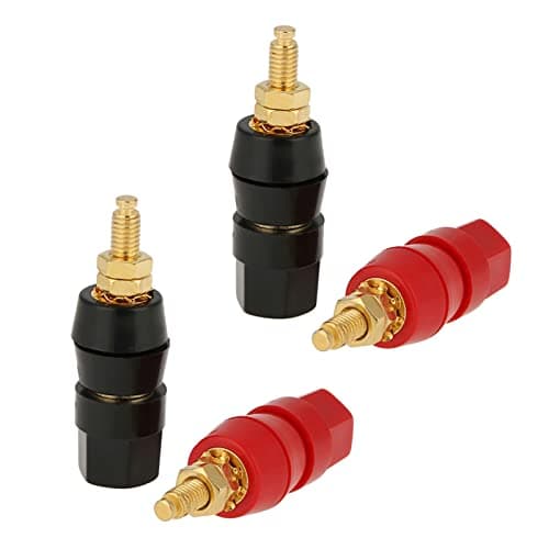 AILOOCEDI Lot de 4 Prises Banane, Borne de Liaison de Haut-Parleur Audio Noir et Rouge pour Connecteur Adaptateur Prise Banane avec Borne de Fiche Banane de 4 Mm, Installation Facile des