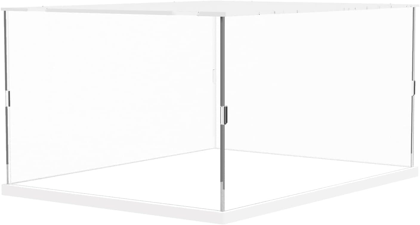 Vitrine pour Collection, Vitrine pour Figurines Boîte Vitrine en Acrylique Transparente avec Base Blanc à Assembler Boîte de Comptoir Antipoussière avec Bande Lumineuse