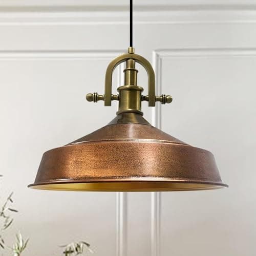 bamyum Asletl-Marine Lampe à Suspendre Industrielle, Abat-Jour de 41 cm, Lampes de Cuisine Modernes en Métal, Lampe à Suspendre E27 pour le Salon et la Salle à Manger, Couleur Cuivre