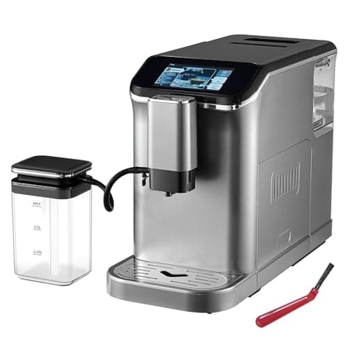 VEVOR Machine à Expresso Automatique, Cafetière Expresso avec Mousseur à Lait Automatique, Machine à Cappuccino Latte 20 Bars, avec Écran Tactile TFT, Broyeur, 15 Niveaux de Mouture, Bureau Domicile