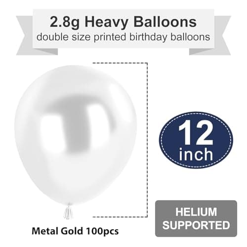 hpnparty Ballon Blanc 100 Pièces - 12" 30 cm -Latex Naturel - Mat Ballon Blanc | Ballon Gonflable Hélium | Décoration pour Anniversaire, Baptême, Fete