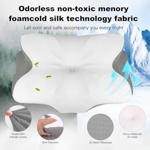 Enighs Oreiller orthopédique en Mousse à mémoire de Forme à Rebond Lent pour Dormir sur Le côté, Le Dos, Les douleurs cervicales