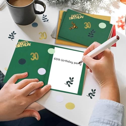 REJOECE 300 Pièces Confettis Anniversaire Verts et Dorés,Confetti de Table Happy Birthday,30 Ans Vert Confettis,Confettis Anniversaire 30 ans pour Anniversaires pour Fête D'Anniversaire, Homme,Femme