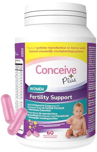 CONCEIVE PLUS Complément Fertilité pour Femmes - Équilibre Hormonal avec Calcium, Vitamine D, Myo Inositol, Acide Folique, Sélénium et Zinc - 60 Capsules - 30 Jours de Soutien à la Grossesse