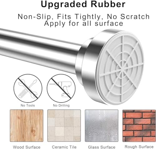 Tringle à rideau télescopique extensible en acier inoxydable - Sans perçage - Pour salle de bain, placard, jardin - 50 à 200 cm - Couleur argent