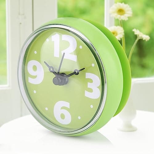 Jeanoko Horloge de Salle de Bain Ventouse Horloge Murale étanche Bain Douche Horloge Horloge Murale pour Fenêtre Miroir (Vert)
