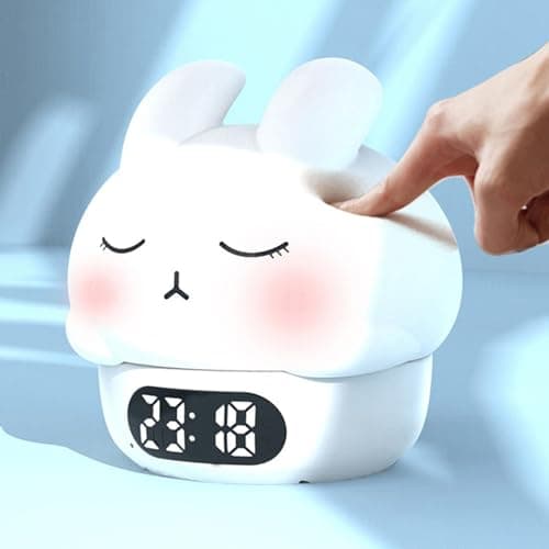 Réveil Lapin,Réveil Lapin,Lapin en Silicone Pat Light | Lumière de Pat en Silicone en Forme de Lapin, réveil numérique en Forme de Lapin, Lampe de réveil Amusante pour Chambre à Coucher et Salon d'