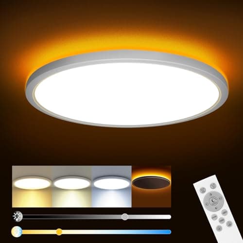 slochi Plafonnier LED Dimmable, 24W 2800LM Plafonnier Led avec Télécommande, 1800K Veilleuse de Couleur Chaude, 3000K-6500K Plafonnier Rond Ultra Fin pour Salon, Chambres d'enfants Ø30CM-Blanc