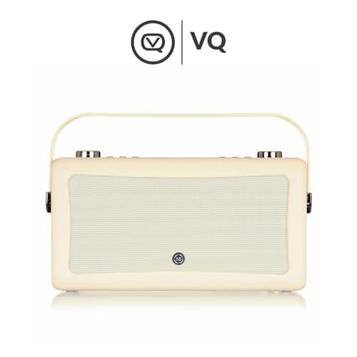 VQ Hepburn MK II Radio DAB Plus/DAB avec Bluetooth, FM et Radio Réveil Fonction - Alimentée par Secteur et Batterie Radio Vintage Portable avec entrée AUX, Prise Casque et Port de Charge USB - Crème