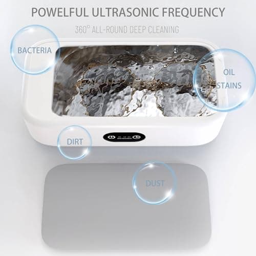 640ML Nettoyeur Ultrasons, 49000 Hz Nettoyeur Ultrasons Lunettes avec 3 Modes de Nettoyage, pour lunettes bijoux montres prothèses dentaires pièces de monnaie, prothèses dentaires