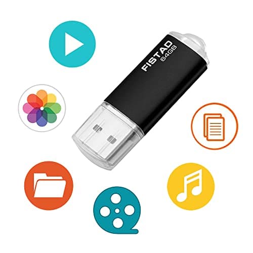 FISTAD CLé USB 64Go, Flash Drive 64Go Pen Drive USB 2.0 Memory Stick 64Go Thumb Drive pour PC, Ordinateur Portable etc (Noire)