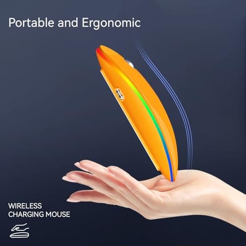 Uiosmuph G18 Souris sans Fil Rechargeable, Souris Bluetooth (BT 5.1+2.4G sans Fil), Silencieuse Gaming Souris et Ergonomique (1200-1600-2400-4800) pour Portable, PC, Ordinateur, Mac (Orange)