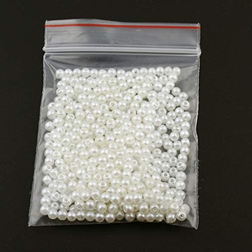 Perlin Lot de 800 perles de cire rondes en plastique acrylique pour décoration de table de mariage Blanc crème 4 mm