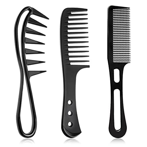 Peigne à Dents Larges Peigne de Requin Peigne de Cheveux pour Coiffure Peigne à Cheveux pour Hommes Femmes 3 Pièces Noir