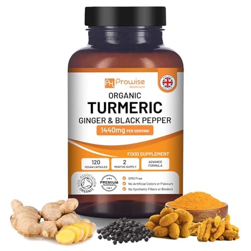 Curcumine au curcuma 1440 mg avec poivre noir et gingembre I 120 capsules de curcuma végétalien haute résistance (2 mois d'approvisionnement) I Fabriqué au Royaume-Uni par Prowise Healthcare