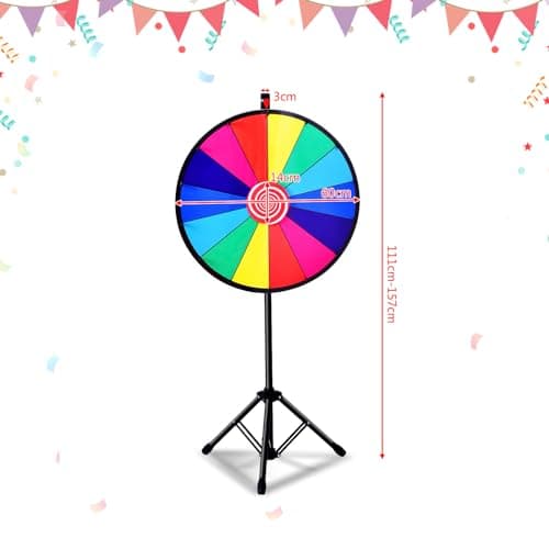 SOARS Roue de la Fortune 24", Hauteur Réglable de 111-157 CM, Personnalisable avec Marqueur pour Tableau Blanc et Éponge, pour Jeux de Mots, Famille (60 CM, 14 Emplacements)