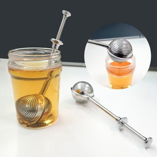 SyiXute 2 Pièces Filtre à Thé,Boule a Thé,Infuseurs à Thé en Acier Inoxydable,Infuseur à Thé avec Long Manche pour Thé en Vrac & Épices,Tasse Théière