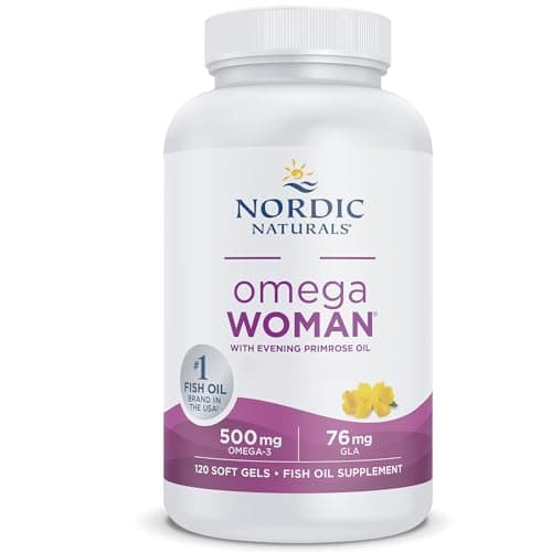 Nordic Naturals, Omega Woman, 500mg d'Oméga-3, avec Huile d'Onagre, Haute Dosé, Goût Citron, 120 Capsules molles, Testé en Laboratoire, Sans Soja, Sans Gluten, Sans OGM