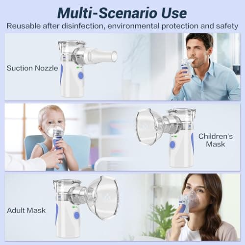 LanBlu Nebulisateur Enfant, Nébuliseur Portable Set avec Deux Modes de Nébulisation, Ultra-Silencieux Electrique Inhalateur Vapeur Nasal, Taille des Particules 1-5μm Aerosol pour Bebe et Adultes