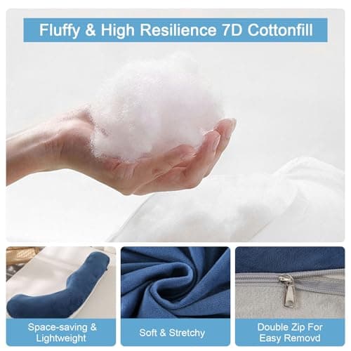 Coussin de Grossesse pour Dormir, Oreiller de Grossesse pour Femme Enceinte en Forme de J Support Coussin d'allaitement et Coussin de Maternité avec Housse Lavable et Remplable, Velours Bleu Gris