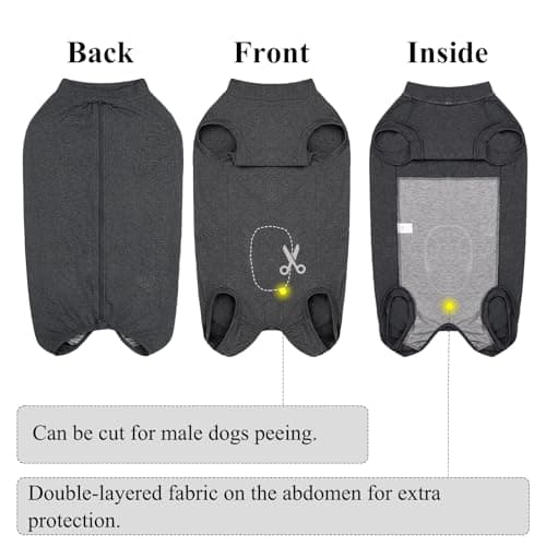 Cyponpy Combinaison Chien avec Fermeture éclair Body Chien Post Operatoire Femelle Male Body pour Chien Après Opération Body Stérilisation Chien Alternative au Collerette Chien Operation Castration