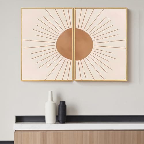 KXHHYB Lot de 2 posters aux lignes abstraites - Lignes abstraites - Motif soleil - Lignes géométriques - Décoration moderne pour salon et chambre à coucher - Sans cadre - B, 30 x 40 cm x 2
